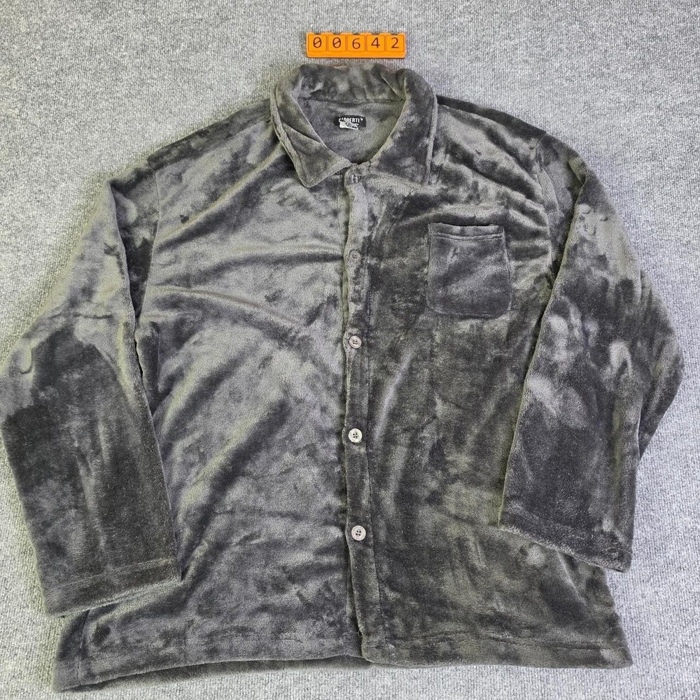 Gioberti Men's Gray Plush Polyester Night Shirt, Soft FLAME RESISTANT Size XXL